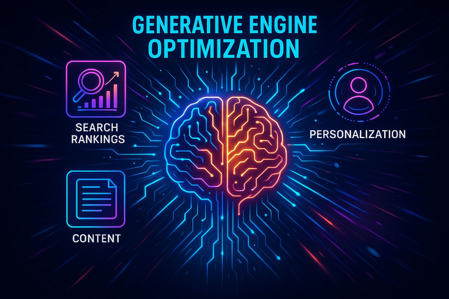 Vector illustration depicting the concept of generative engine optimization with abstract design elements.