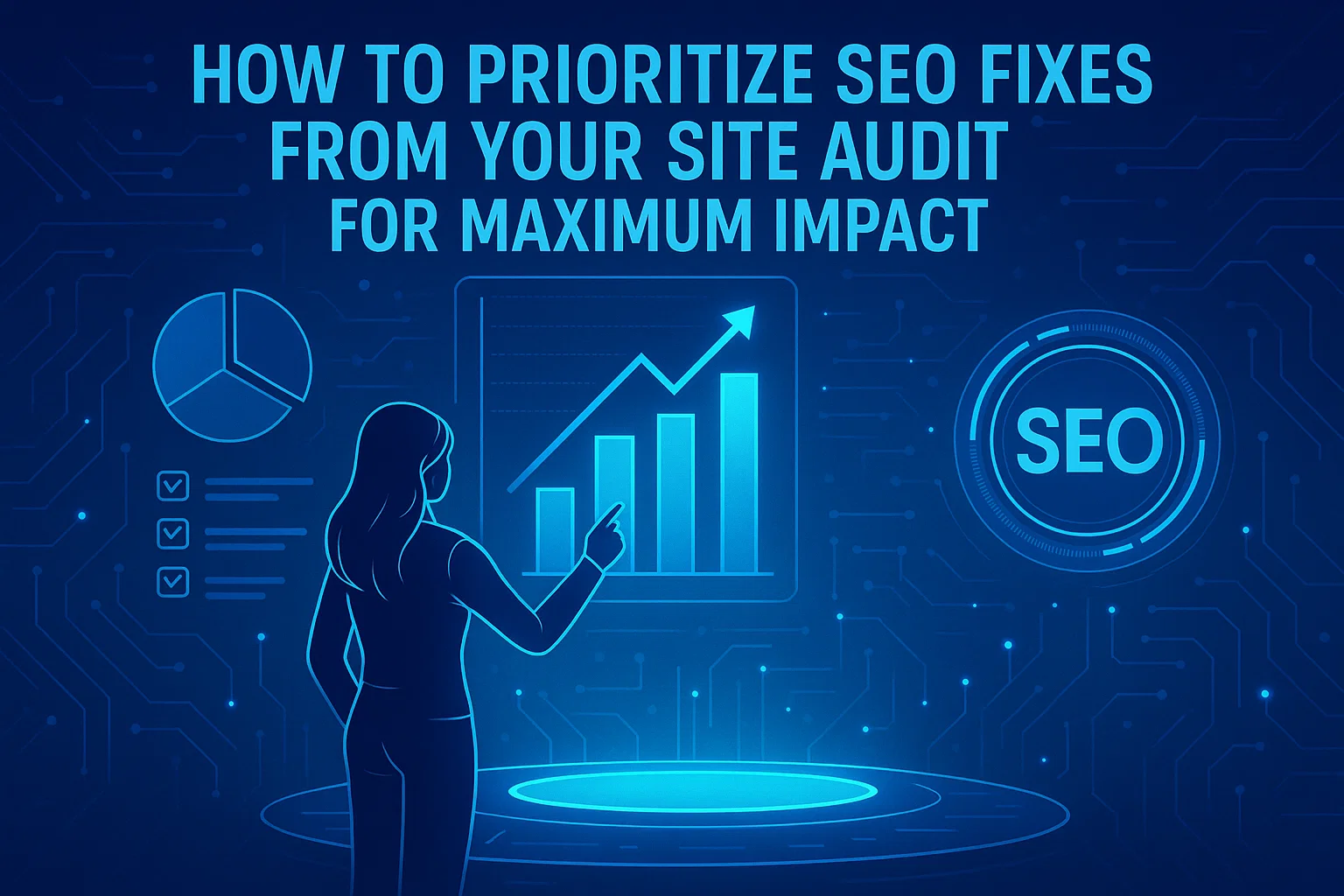 Diagram illustrating steps to prioritize SEO fixes from a site audit for optimal website performance and impact