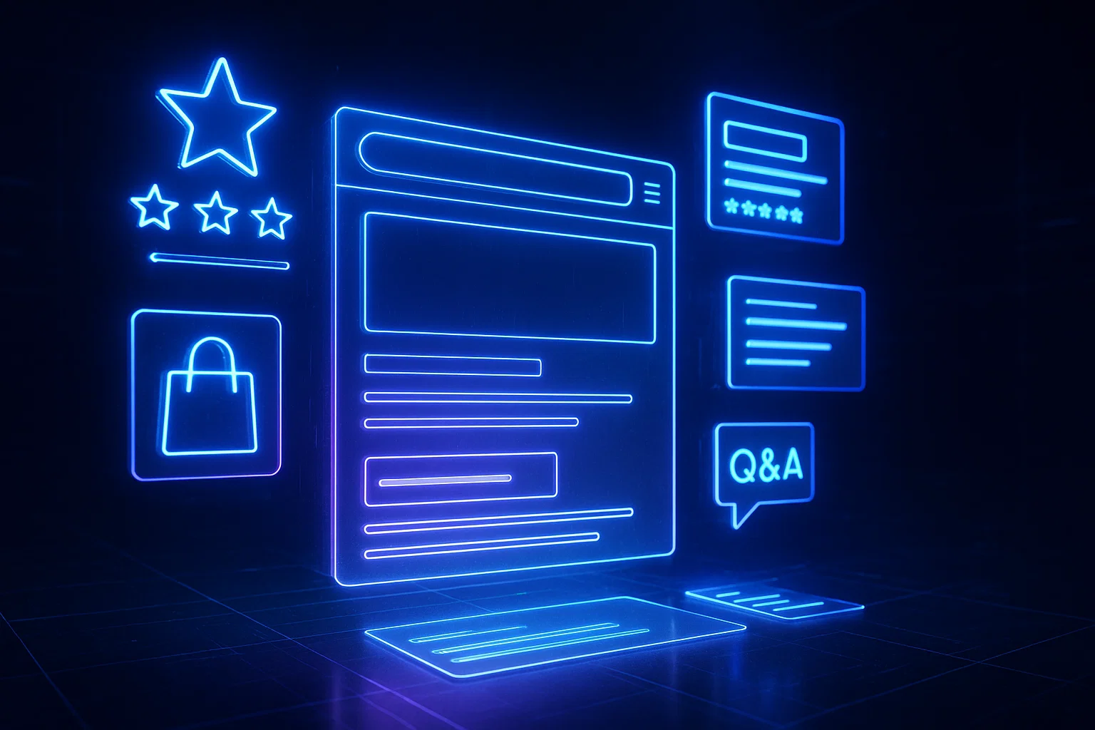 A vibrant neon sign featuring various glowing icons against a dark background, creating a lively atmosphere.